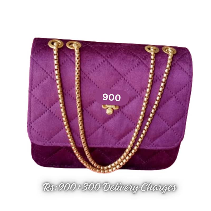Stylish hand bags for girls | Velvet Ladies handbas | Medium handbag. 2