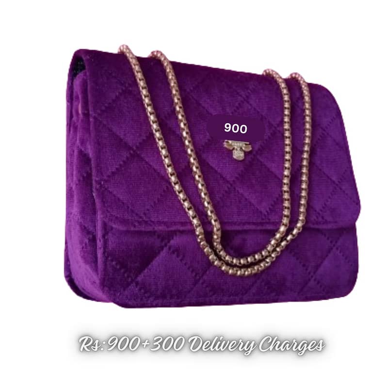 Stylish hand bags for girls | Velvet Ladies handbas | Medium handbag. 7