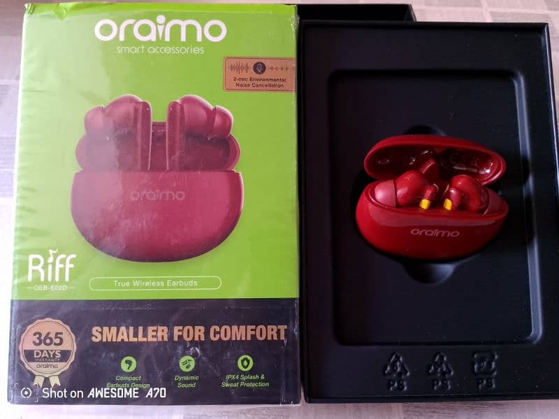 Oraimo oeb-e02d ture wireless earbuds Mahroon (New open box) 0