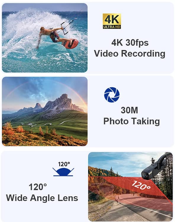 Head Mounted Wearable WiFi Supported Video/Stil Camera + 128GB SD Card 7