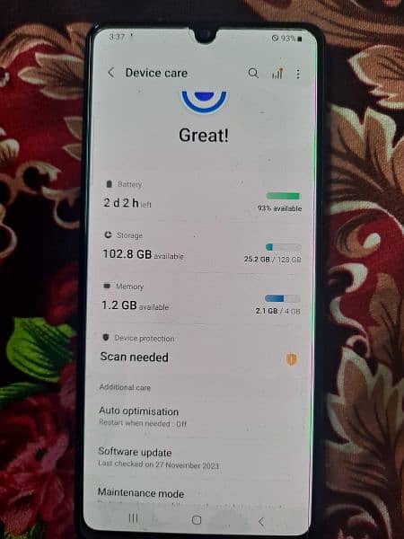 Samsung A42 5G Ram4gb۔ Memory 128gb ۔Android Version 13 2