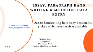 Hand Writing Essay, Paragraph assignment and Digital Services