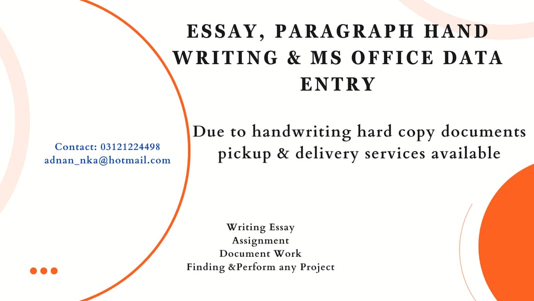 Hand Writing Essay, Paragraph assignment and Digital Services 0
