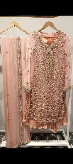 Nikah engagement pink full hand work dress for sale