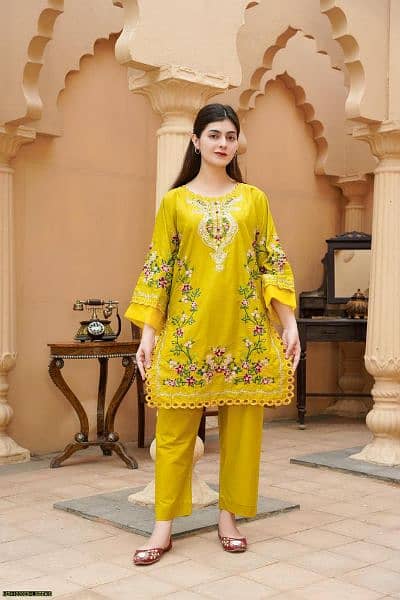 2 PC's Women's Stitiched Cut Work Embroidery Suit #03088751067 5