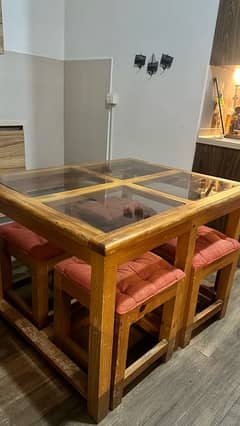 mid size wooden glass dining table