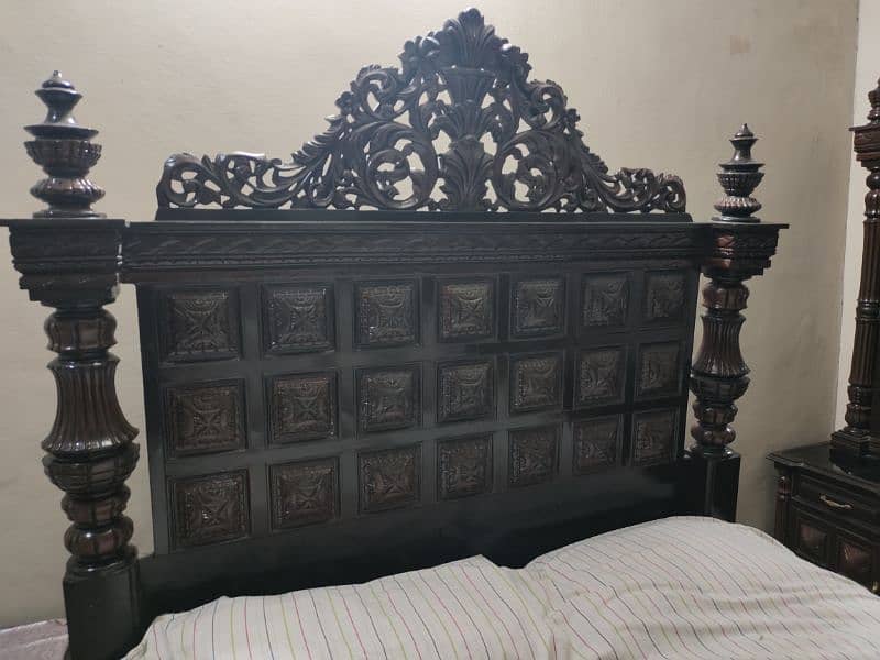 Complete Wood bed set| Shesham solid| 2