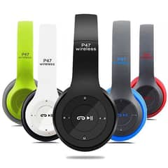 P47 Bluetooth Foldable Headset with Microphone - Supports FM Radio & T 0