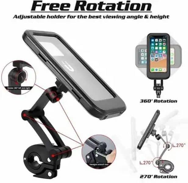 360 Degree Bicycle Motorcycle Phone Holder For Maps Navigation Mount 3