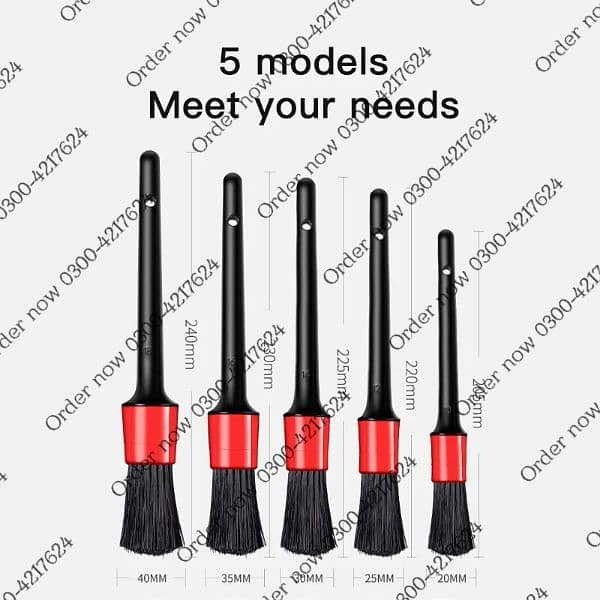 5pcs Car Wash Brush Soft Brush Detail Brush Automotive Interior 0