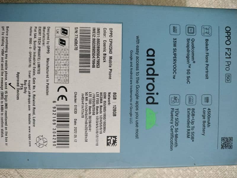 Oppo F21 pro 5G. Genuine phone with original box and charger. 7