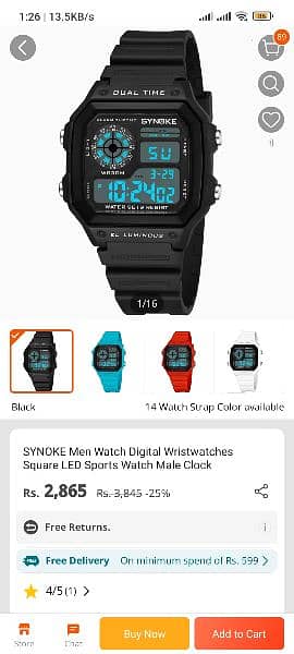 Synoke mens digital watch for sale 1