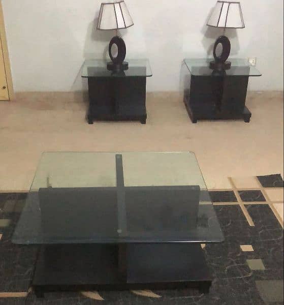 good in condition wid good quality glass 1 center table & 2 side table 2