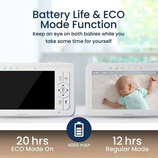 Babysense 5" HD Split-Screen Baby Monitor, Video Baby Monitor with Cam 3