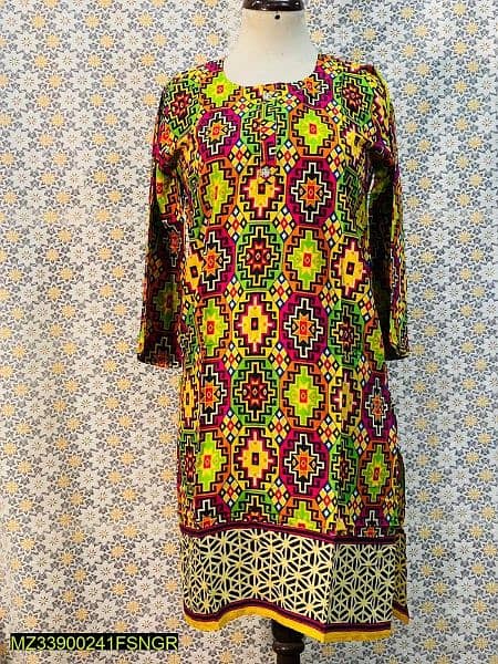 1 pc womens stitched linen printed shirt 1