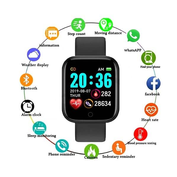 D20/Y68 Bluetooth Smart watch for Men fitness tracker Smart Bracelet 1