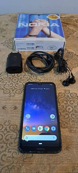 Nokia 2.2 with complete box charger and handsfree 1