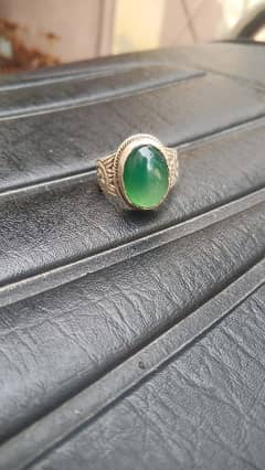 Green Aqeeq Stone Ring with 100% Pure Silver