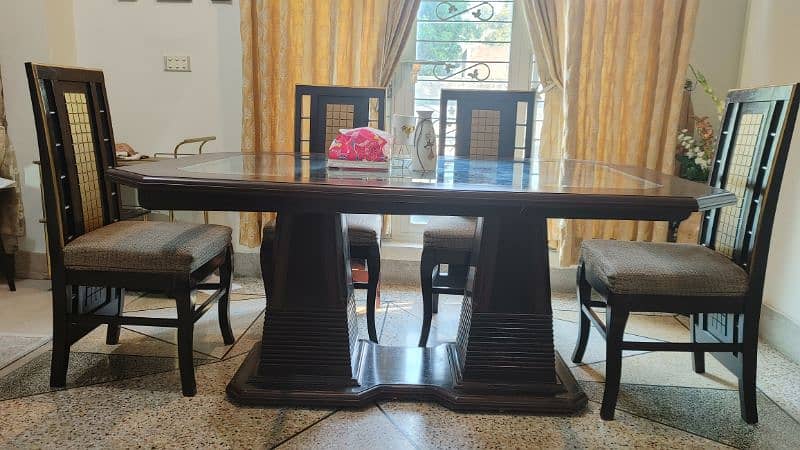 dining table with 6 chairs ,newly polished, 8/10 condition 0