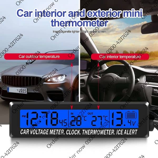 4 in 1 Clock Calendar Thermomete Car Multi-Function Color Screen 1