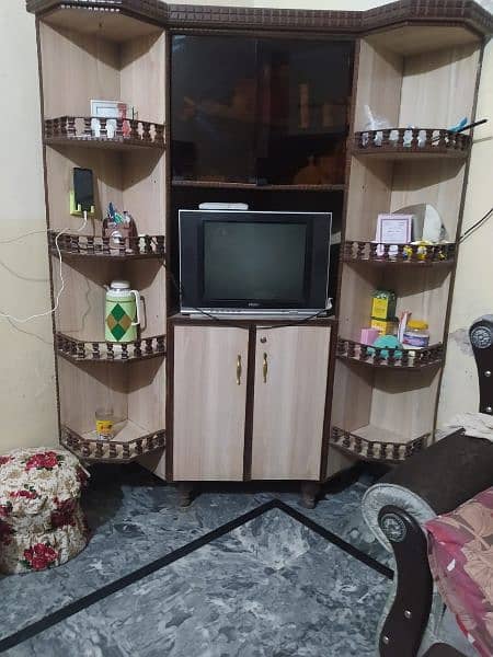 TV Lounge Corner Cabinet Almari with TV for Sale 1