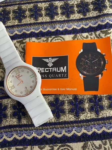 Spectrum watch pure white without any scratch real white stone urgent 6