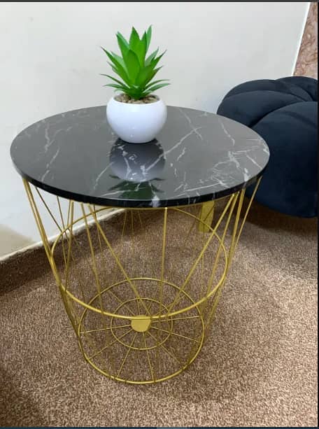 METAL WIRE REMOVABLE WOOD TOP, ROUND COFFEE, SIDE TABLE, STORAGE BASKE 5
