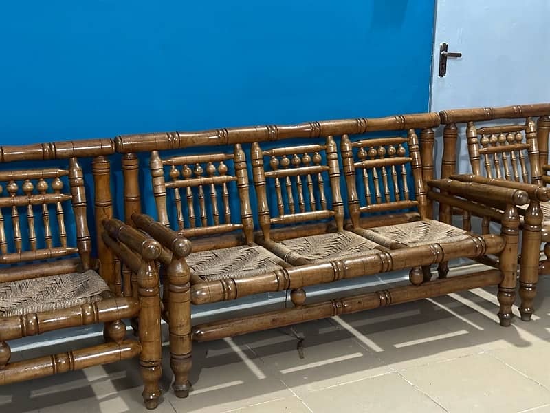5 seater wooden sofa set 6