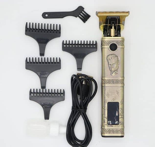 Steel + ABS Plastic
Sharp Trimmer  
4 size combs 
USB rechargeable 0
