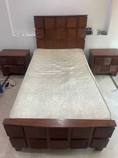 2 Wooden Single beds with sidetables & mattress