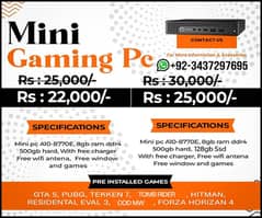 Gaming pc mini 7th gen 8gb ram ddr3 500gb hard