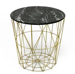 METAL WIRE REMOVABLE WOOD TOP, ROUND COFFEE, SIDE TABLE, STORAGE BASKE 0