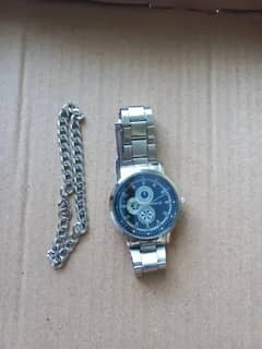 new Amazing deal one wrist watch with one silver platted chain for boy