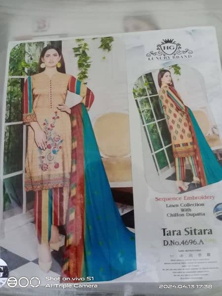 3pice Embroidery lawn suit 3