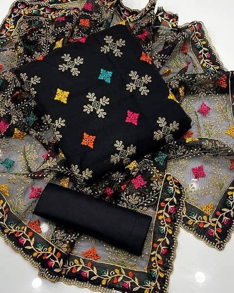 Cotton Lawn Embroidered Shirt with Shaffon Dupatta 1