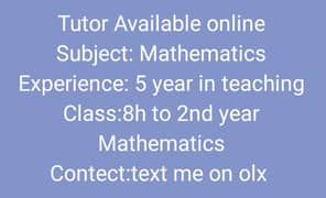 Home tutor Available