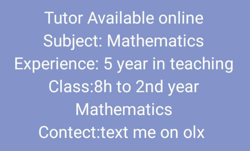 Home tutor Available 0