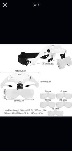 Head-Mounted Magnifier, 5 Magnifying Glass for reading, repair glasses
