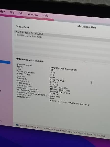 MACBOOK PRO LATE 2019 16 INCH CTO MODLE I9 8 CORE 32GB RAM 1TB SSD 4