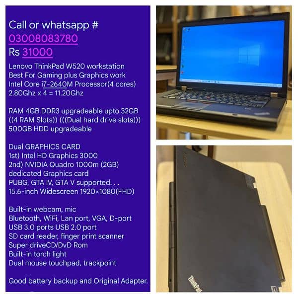 Hp probook 6570b Laptops 3RD Generation 4GB Ram 320Gb HDD 15.6"Display 18
