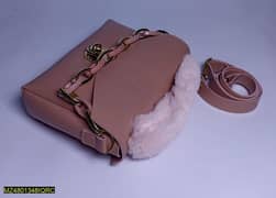 women's stylish chunky chain purse with fur 0