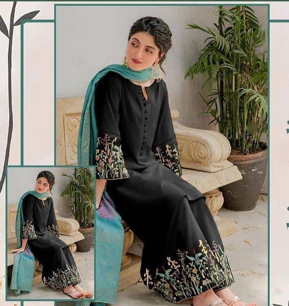 3 PC's Women's Embroidered lawn suit 3