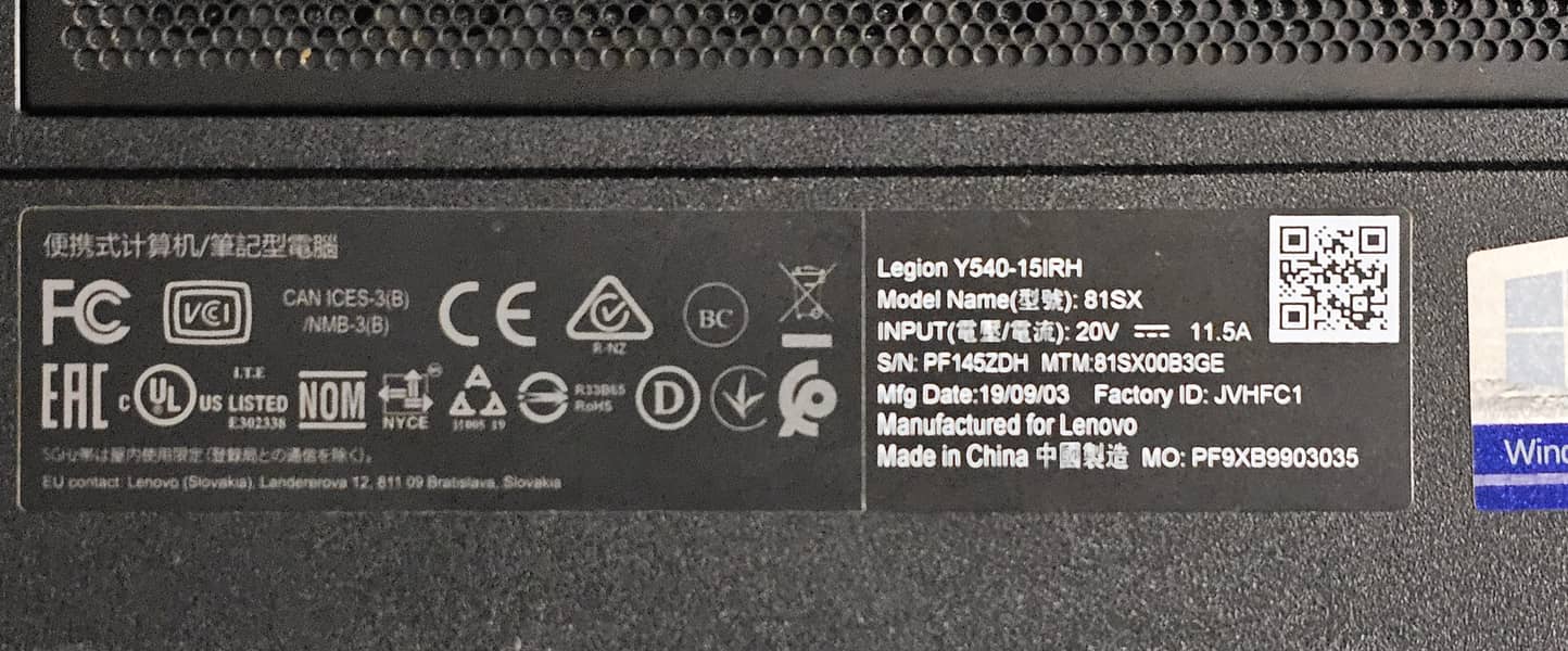 Lenovo Legion Y540-15irh Gaming Laptop i7-9th gen 32GB Ram 512 + 1TB S 12