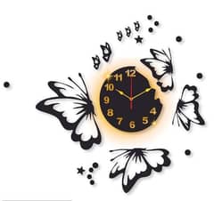 Butterfly laminated Wall Clock with black light 0