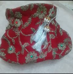Fresh Potli bag red and silver combination