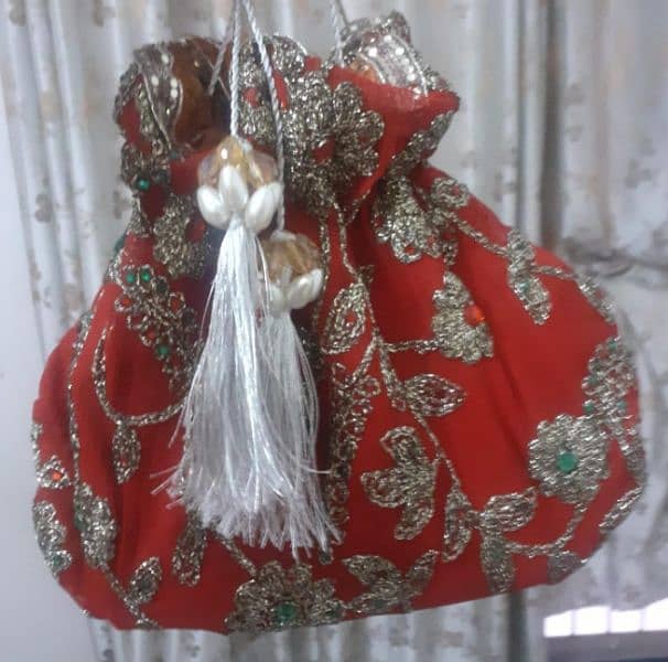 Fresh Potli bag red and silver combination 1