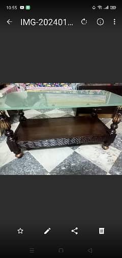 1 large n 1 small wood base n glass top tables