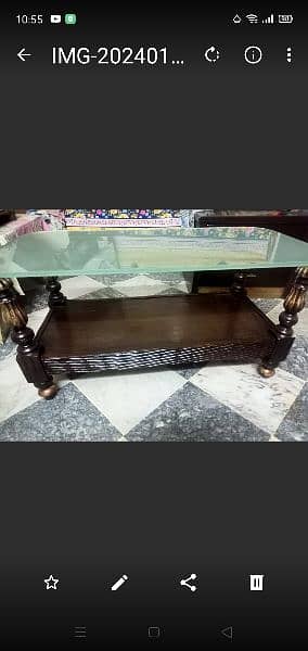 1 large n 1 small wood base n glass top tables 0