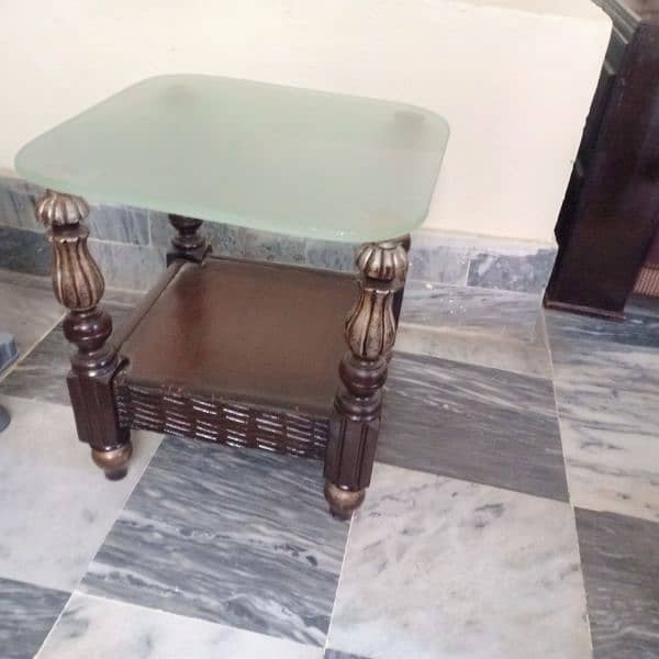 1 large n 1 small wood base n glass top tables 1