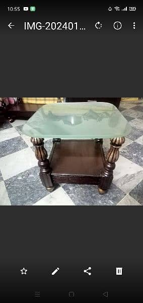 1 large n 1 small wood base n glass top tables 5